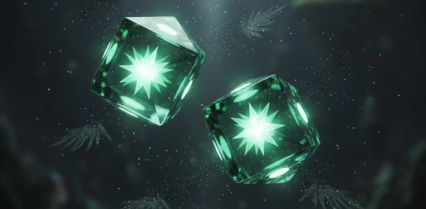 Bet4Star glowing green dice artwork with futuristic lighting